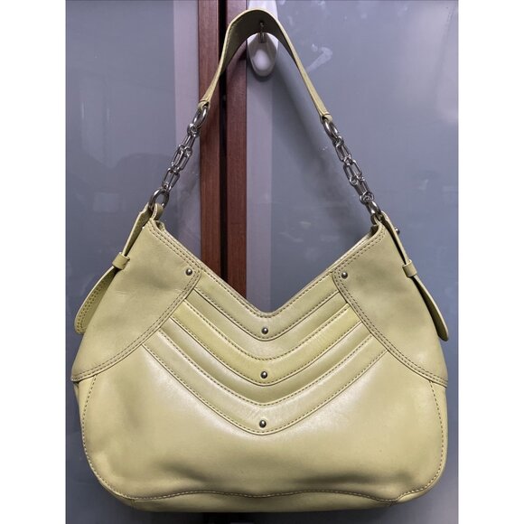COLE HAAN Trinity Y2K Avocado Green Leather Shoulder Handbag Purse Vintage 90s - Picture 1 of 15